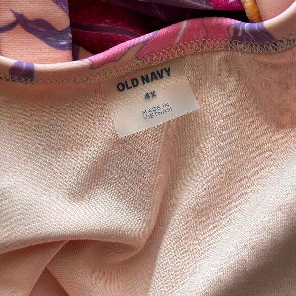 OLD NAVY Women's Plus V Neck Swimsuit One piece Peach Purple Floral Size 4X - Picture 15 of 16